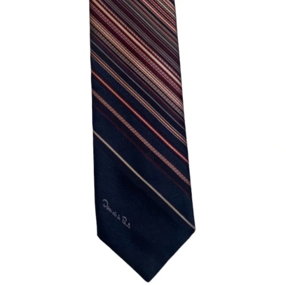 Oscar DE LA RENTA Mens Navy Blue Striped Tie